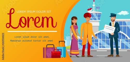 Family Overseas Vacation Flat Color Banner Layout