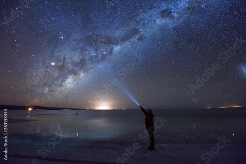 Milky way over Salar de Uyuni, the world's largest salt flat