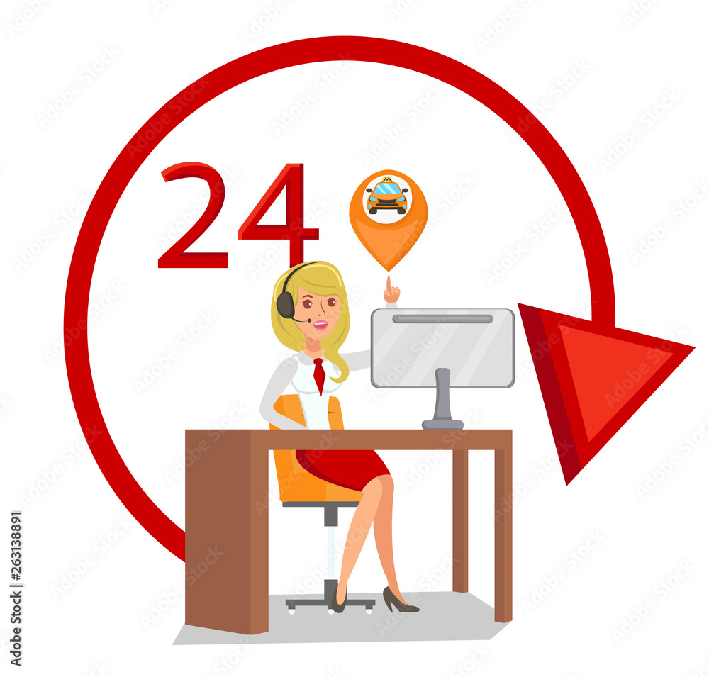 Taxi Service Operator Flat Vector Illustration Taxi Service Operator Flat Vector Illustration