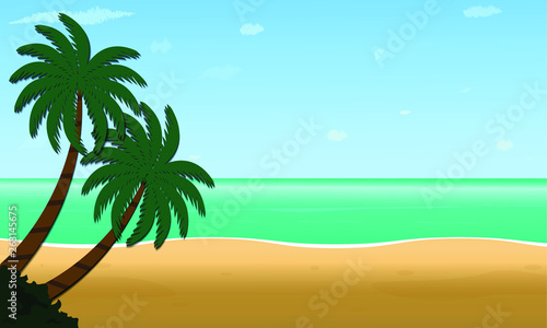 Vector summer beach with beach 