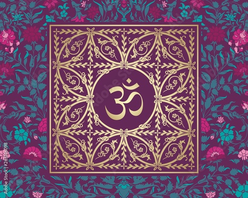 aum syllable, paisley design ,Hinduism, India	