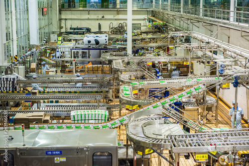 Luannan County, August 25, 2018: China Mengniu Dairy Co., Ltd., a modern dairy processing line, is located in Luannan County, Hebei Province, China.