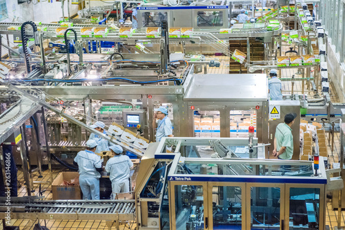 Luannan County, August 25, 2018: China Mengniu Dairy Co., Ltd., a modern dairy processing line, is located in Luannan County, Hebei Province, China.