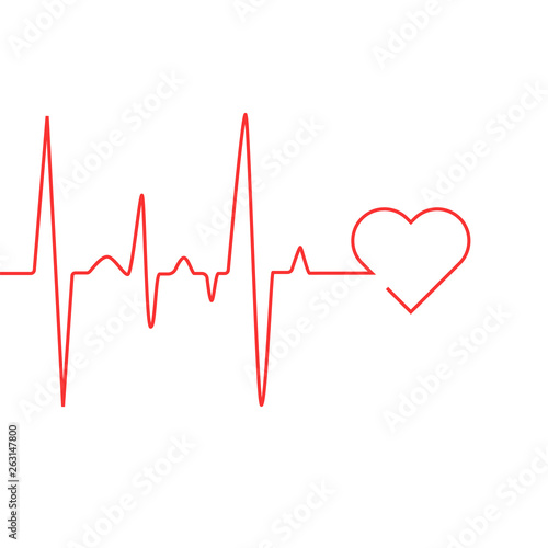 Heart rate cardiogram uses a red line with a white background and a love icon on the right