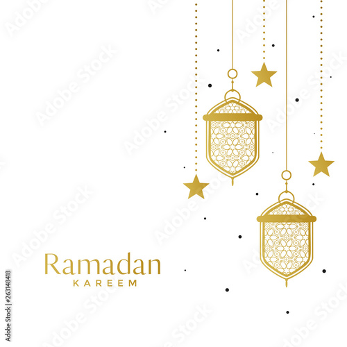 elegant islamic lamps and star ramadan background