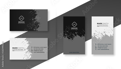 abstract in splatter black and white business card