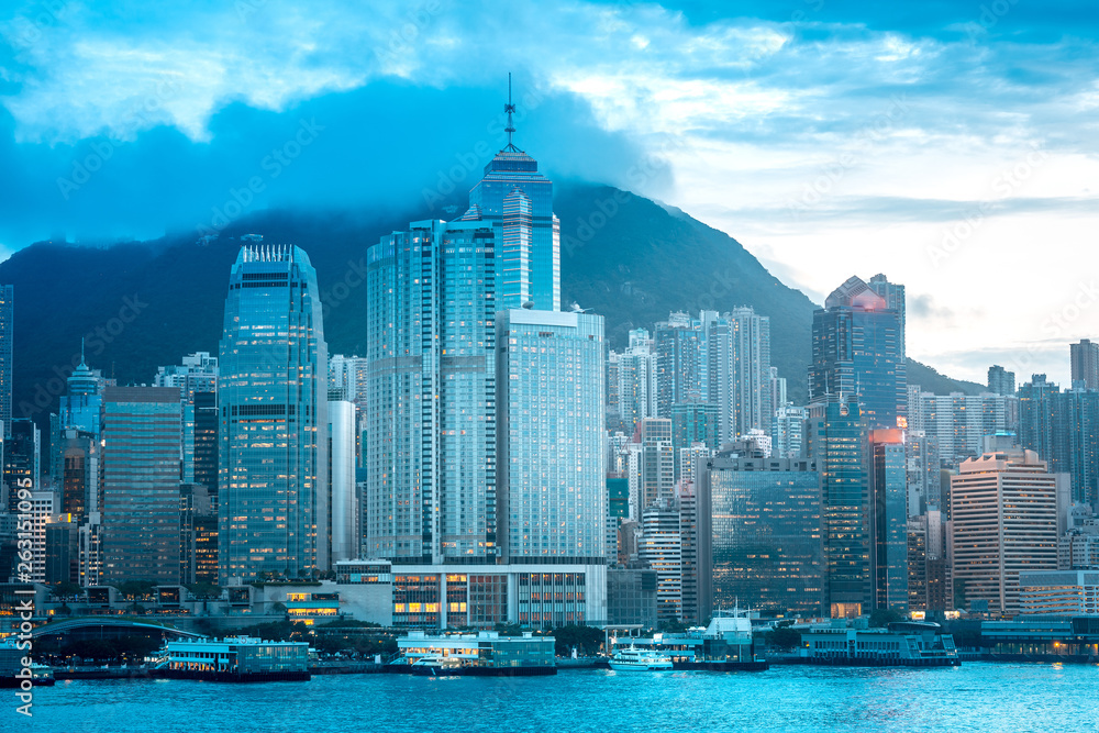 Obraz premium Hong Kong City skyline at night