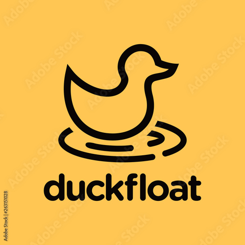 duck floating logo, line art duck logo