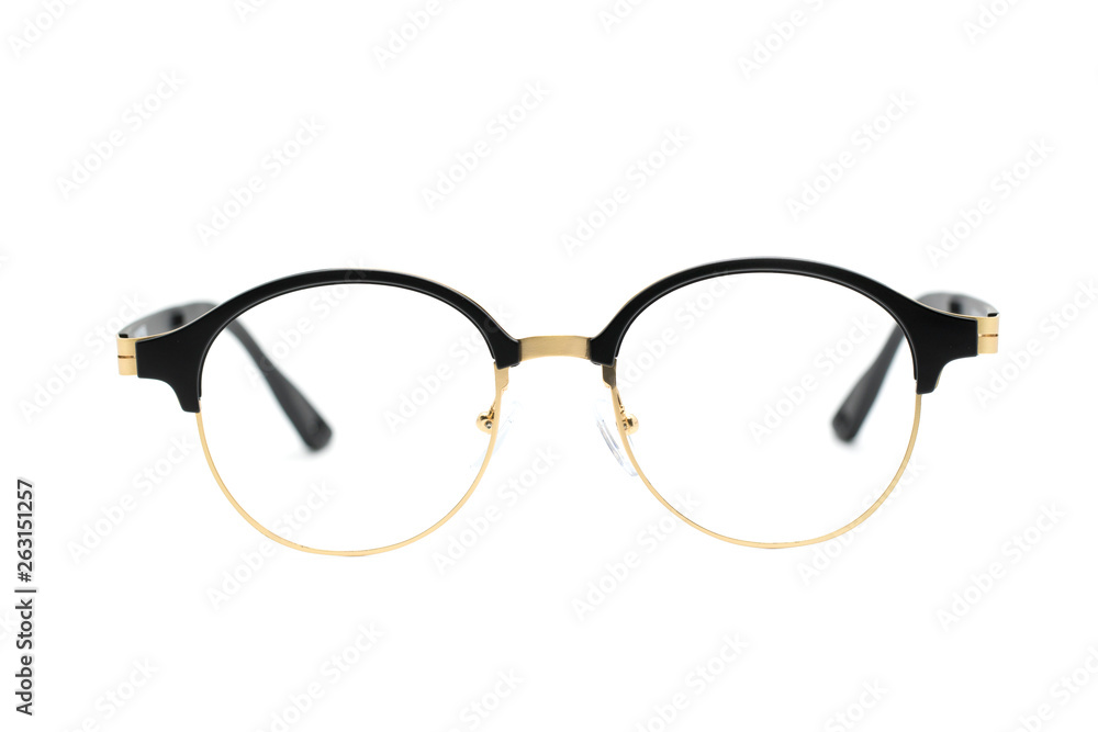 Fototapeta premium Modern fashionable spectacles isolated on white background, Perfect reflection, Glasses