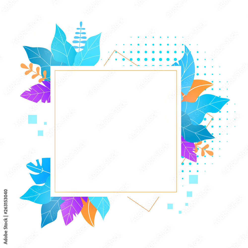 Square frame with leaves. Template with empty place for text. Square frame with leaves. Template with empty place for text.