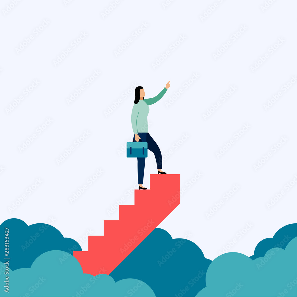 Businessman standing on stairs, business concept vector illustration Businessman standing on stairs, business concept vector illustration