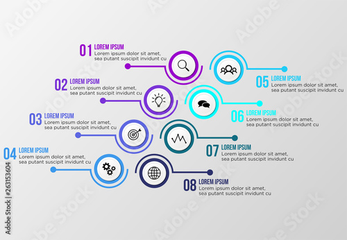 Vector Infographics Elements Template Design . Business Data Visualization Timeline with Marketing Icons most useful can be used for presentation, diagrams, annual reports, workflow layout