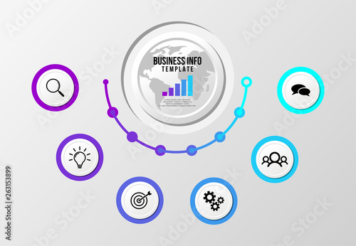 Vector Infographics Elements Template Design . Business Data Visualization Timeline with Marketing Icons most useful can be used for presentation, diagrams, annual reports, workflow layout