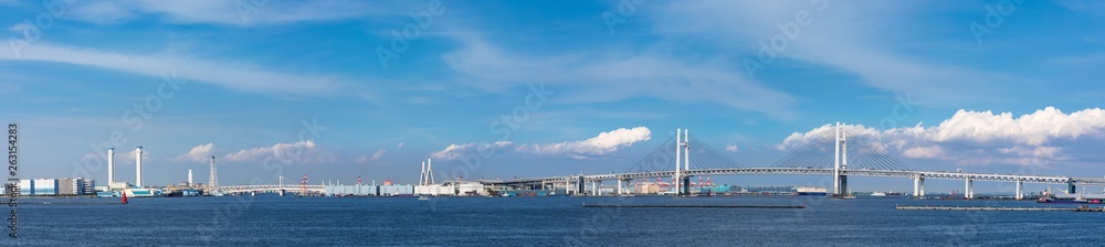 (神奈川県ｰ風景パノラマ)大桟橋から望む横浜ベイブリッジ１