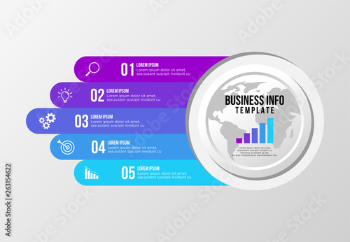 Vector Infographics Elements Template Design . Business Data Visualization Timeline with Marketing Icons most useful can be used for presentation, diagrams, annual reports, workflow layout