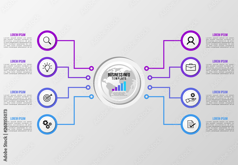 Fototapeta premium Vector Infographics Elements Template Design . Business Data Visualization Timeline with Marketing Icons most useful can be used for presentation, diagrams, annual reports, workflow layout