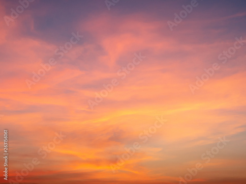 colorful warm and sweet color of beautiful sunset sky background. © thatkasem14