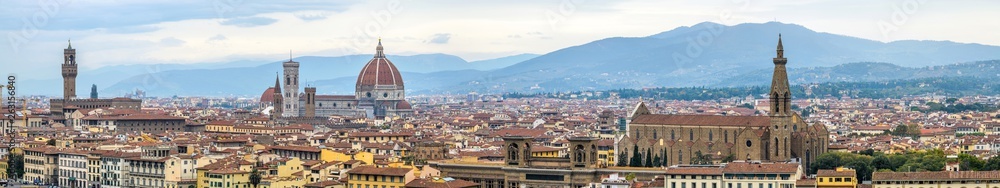 Panorama of Autumn Florence - An Autumn day panoramic overview of the historical Old Town of Florence, as seen from Piazzale Michelangelo. Tuscany, Italy.