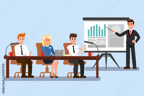 Business Conference Color Vector Illustration