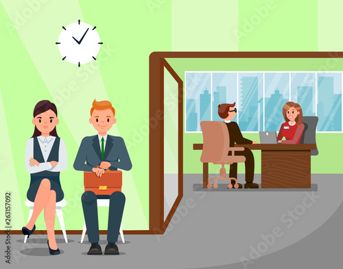 Candidates Waiting for Job Interview Illustration