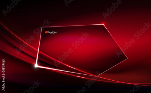 Abstract red background like matter with polygonal shiny frame.