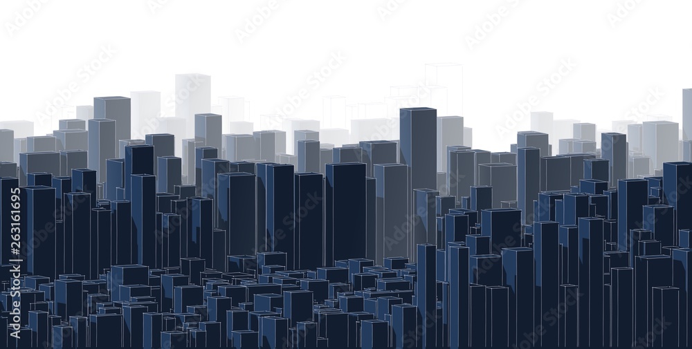 Panorama cityscape Sketch. Architecture sketch - 3D Illustration.