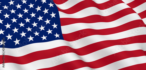 United States Flag Closeup Illustration. Waving flag of USA