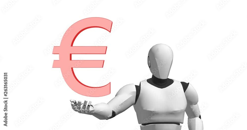 robot with euro symbol artificial intelligence robot with euro symbol artificial intelligence