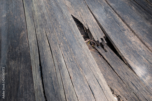 Broken wooden floor.