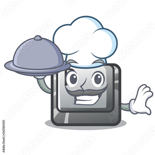 Chef with food button P isolated with the character