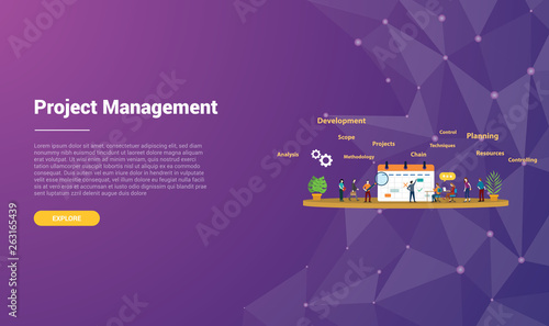 Wallpaper Mural project management concept for website template landing homepage banner with modern purple violet background - vector Torontodigital.ca