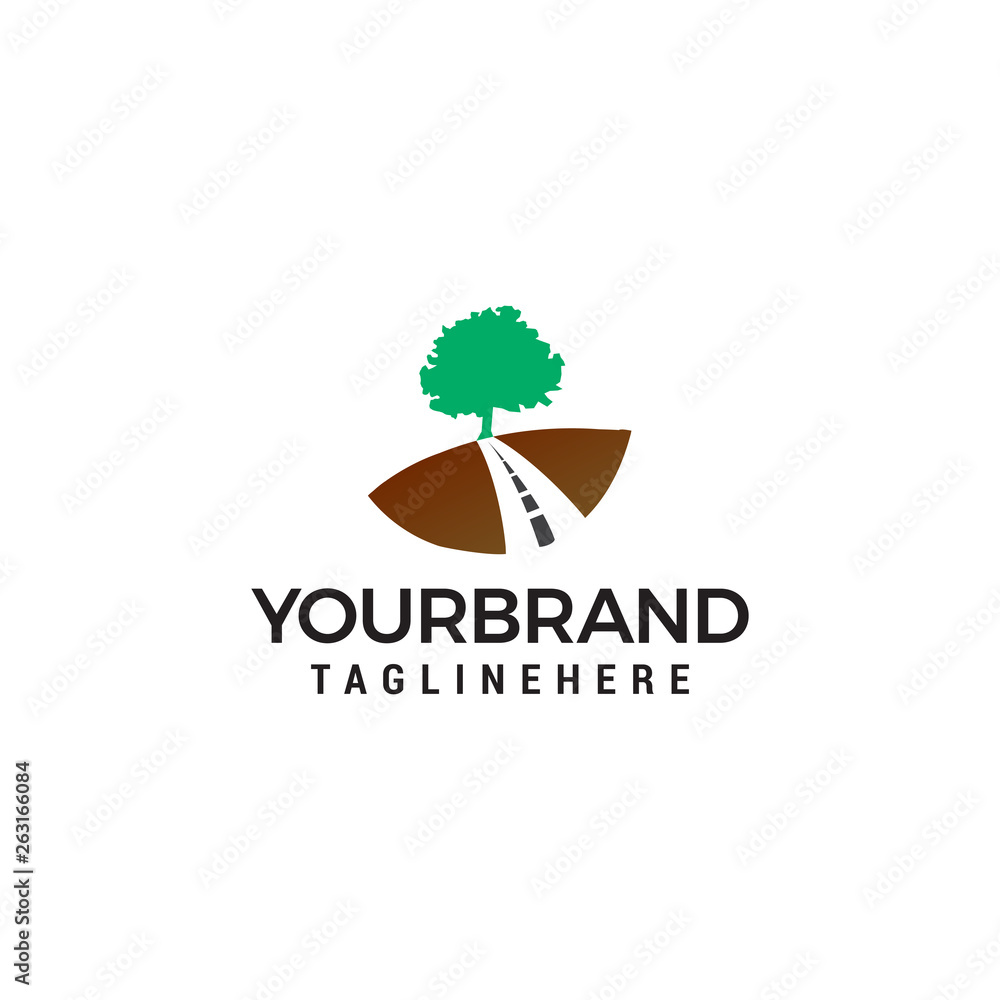 Fototapeta premium Road tree logo design concept template vector