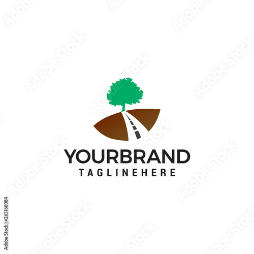 Road tree logo design concept template vector