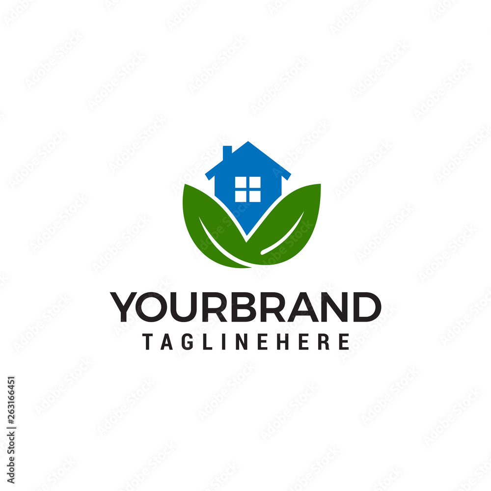House leaf green logo design concept template vector House leaf green logo design concept template vector