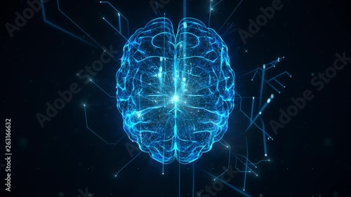 AI Artificial intelligence digital brain, big data deep learning computer machine IoT Internet of Things. Futuristic quantum computing abstract background. 3D illustration