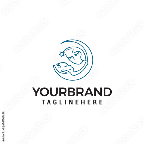 Mom baby care logo design concept template vector