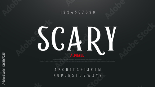 Scary movie alphabet font. Typography horror designs concept. vector illustration