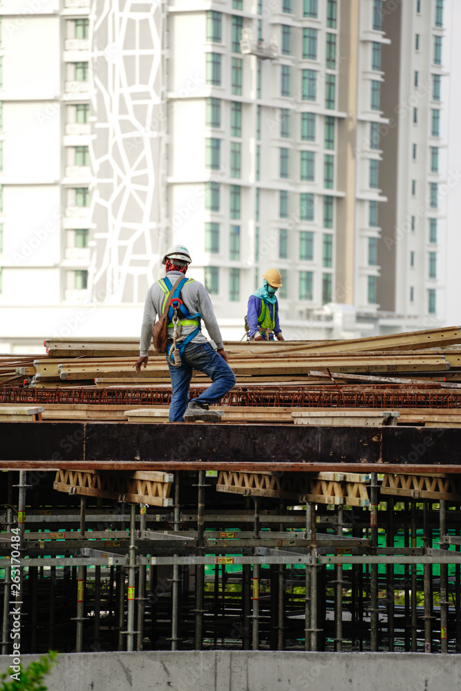 Construction worker with safety attire Construction worker with safety attire