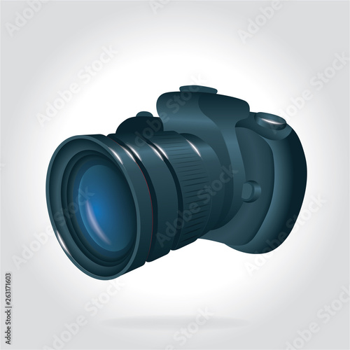 Realistic digital camera. Photo camera vector illustration. 