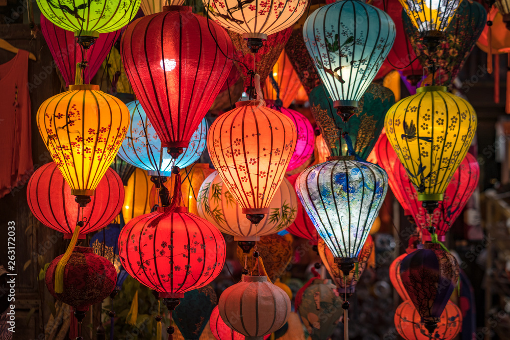 Traditional Vietnamese lantern or paper lamp, hanging around public street  in Hoi An. Stock Photo | Adobe Stock