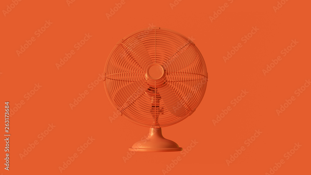 Orange Office Desk Cooling fan 3d illustration 3d render