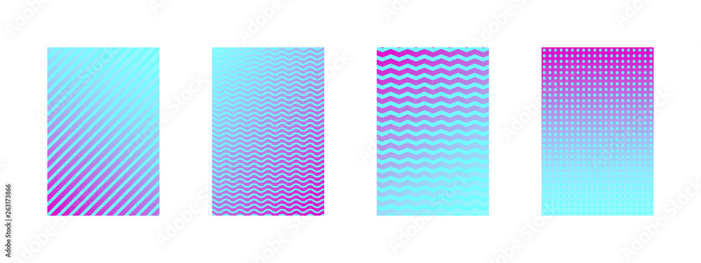 Set of vector abstract backgrounds. Modern geometric halftone gradient