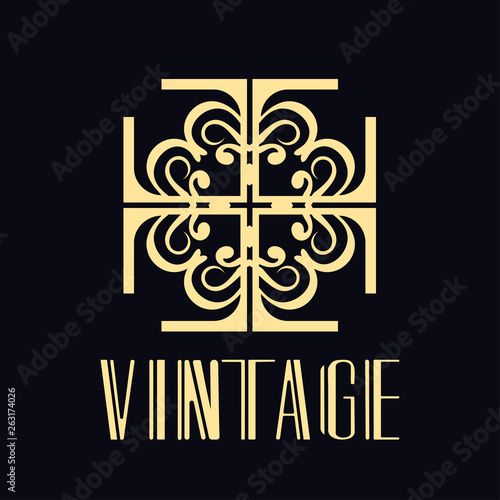 Vintage ornamental retro modern art deco logo template for design