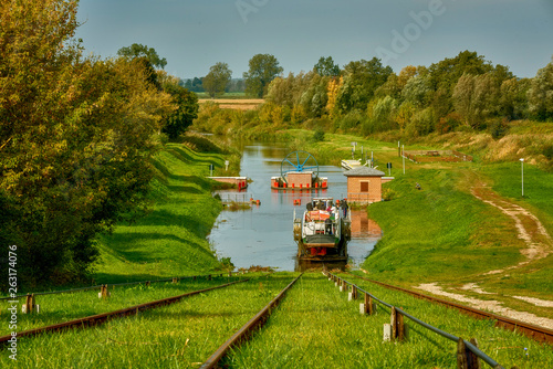 Ships in inland navigation on the Elbląg Canal, Poland