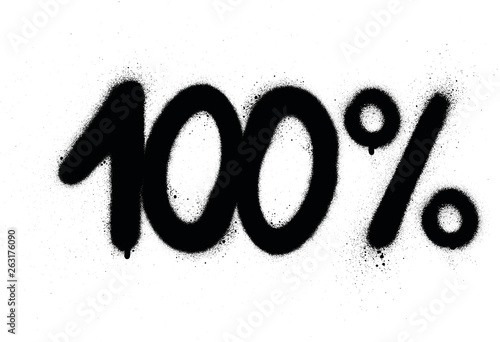 graffiti 100 percent sign sprayed in black over white