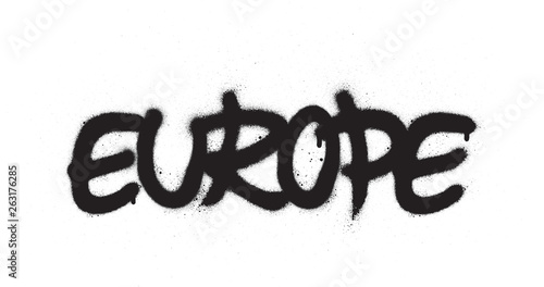 graffiti europe word sprayed in black over white