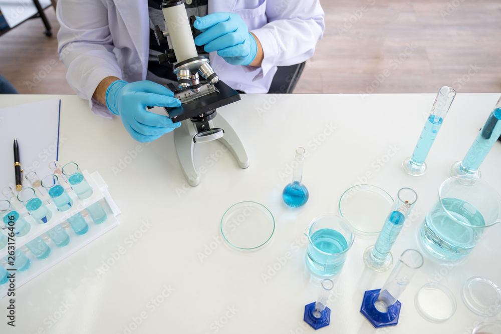 Fototapeta premium Scientist equipment and tools in scientific experiment science Laboratory