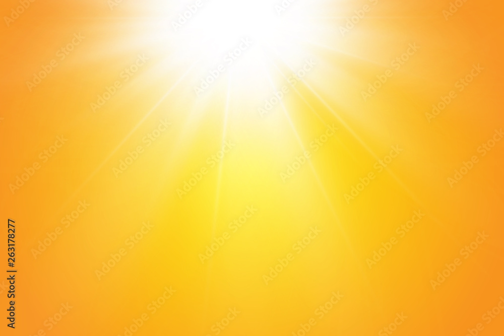  Warm sun on a yellow background. Leto.bliki solar rays