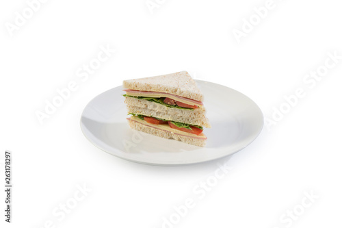 Sandwich salmon bread on plate