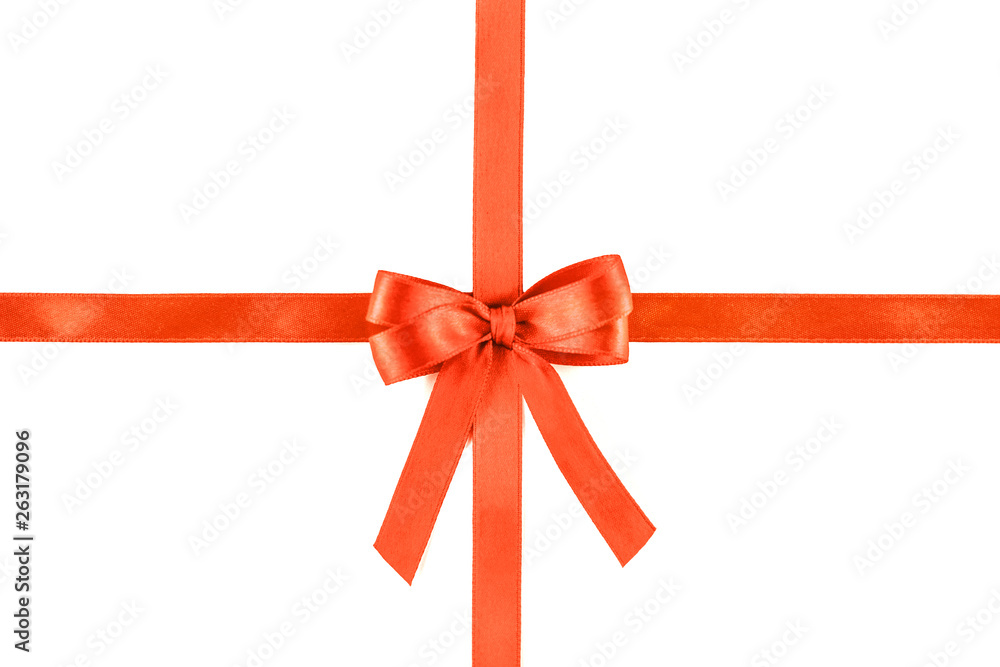 Shiny coral silk ribbon on white background. Shiny coral silk ribbon on white background.